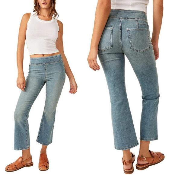 NWT We The Free People In My Feelings Mid Rise Crop Boot Jeans Womens Size M - Picture 1 of 13